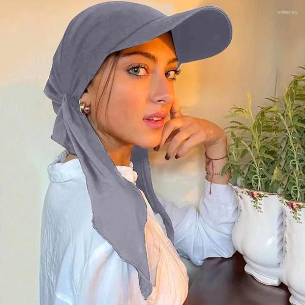 Ballkappen Islamische Baseballmütze Frauen Persönlichkeit Hijab Schal Design Einfacher Turban Sommer Atmungsaktiver muslimischer Low-Profile-Hut Einfarbig