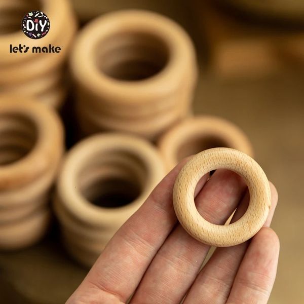 Lets Make Beißring aus Naturholz, alle Größen, 20 Stück, Buche, 40/55/60/65/70/80 mm, DIY, Baby-Holzspielzeug, handgefertigte Accessoires, Basteln, 240308