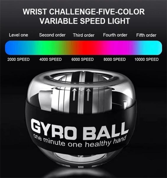 Autostart LED Gyroskopischer Powerball Leiser Zentrifugal-Fitness-Handball Muskelentspannung Arm-Handgelenk-Kraftgerät Ausrüstungen 2203017362018