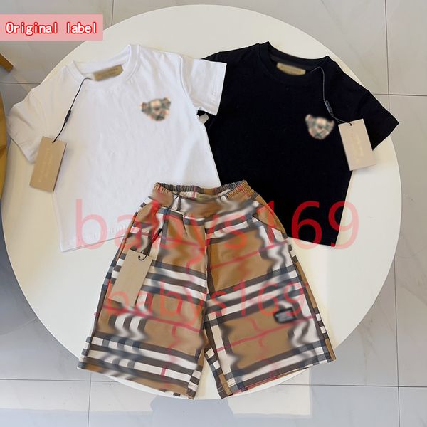 B Text Kleidungssets Baby Mädchen Jungen Shorts Rock Kleid Anzüge Kinder Luxus Kleidungssets Mädchen Kinder Klassische Kleidungssets Brief Halbarm Anzüge London England