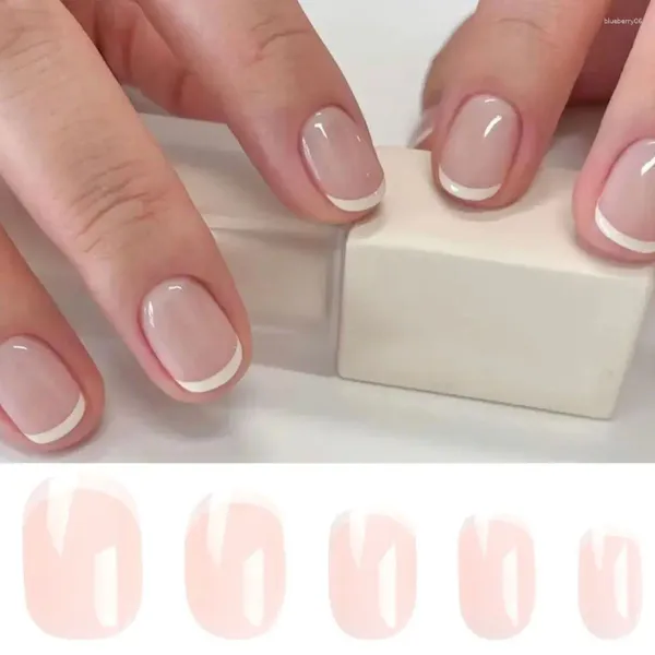 Накладные ногти Короткие модные белые края Французские накладные круглые ногти с полным покрытием для DIY