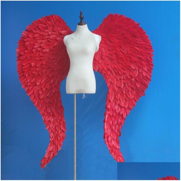 Parti dekorasyon varış güzel büyük kırmızı melek tüy kanatları düğün büyük etkinlik paskalya diy süslemeleri sahne şovu atış sahne dh0mn