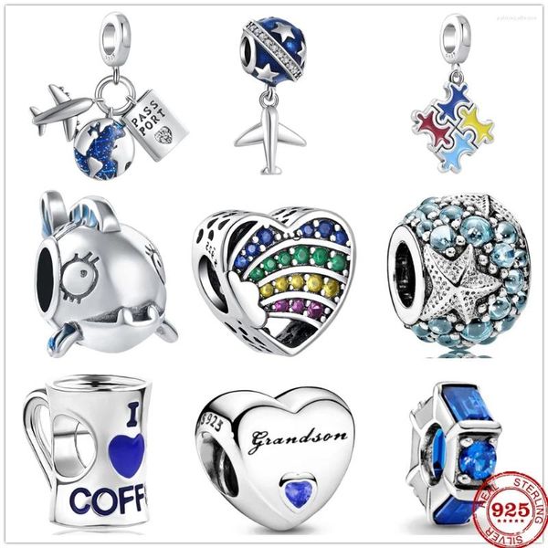 Pietre preziose sciolte Argento sterling 925 Love Bike Puzzle Ciondolo caffè Ciondola Charms Perline fini fai da te Misura gioielli con bracciale originale