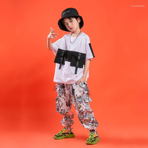 Abbigliamento da palcoscenico Abbigliamento hip-hop per bambini Abiti da ballo T-shirt o pantaloni cargo Graffiti per ragazza Ragazzo Abbigliamento da discoteca jazz Costume operato