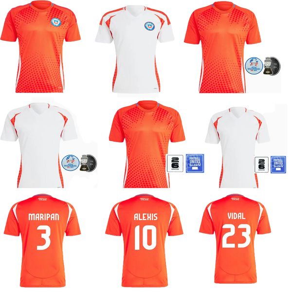 CHILe 24/25 Fußballtrikots ALEXIS VIDAL Mann Kit 2025 Nationalmannschaft Fußballtrikot Heim Rot Auswärts Weiß Komplettset Männer Camiseta 2024 Copa America ZAMORANO ISLA CH.ARANGUIZ