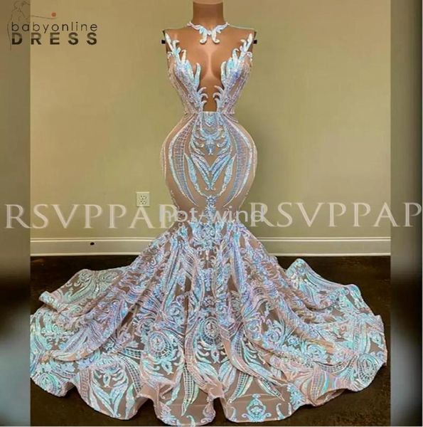 Nova chegada longo vestido de baile brilhante glitter lantejoulas sexy ver através topo menina africana sereia vestidos de baile ee4480322