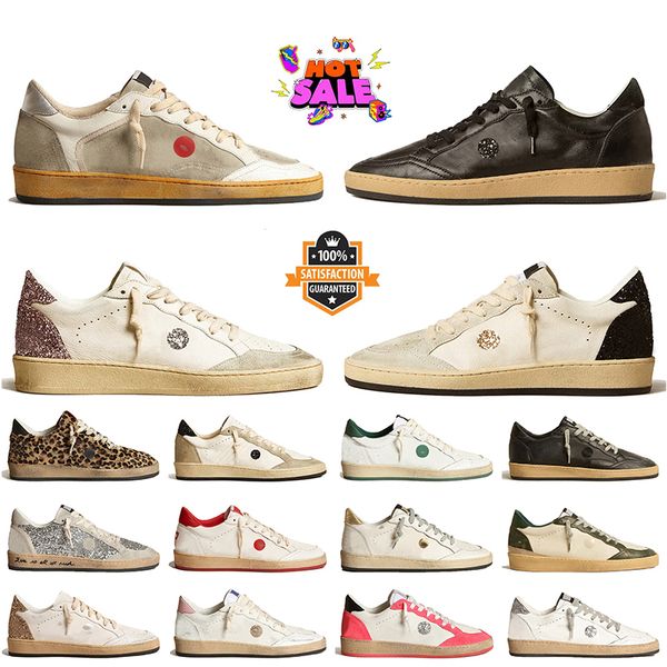 2024 Designer de moda Casual Ball Star Sapatos Mulheres Mens GoldenGoosess Flat Trainers Feitos À Mão Itália Marca Camurça Couro Prata Leopardo Pônei Vintage Esportes Sapatilhas