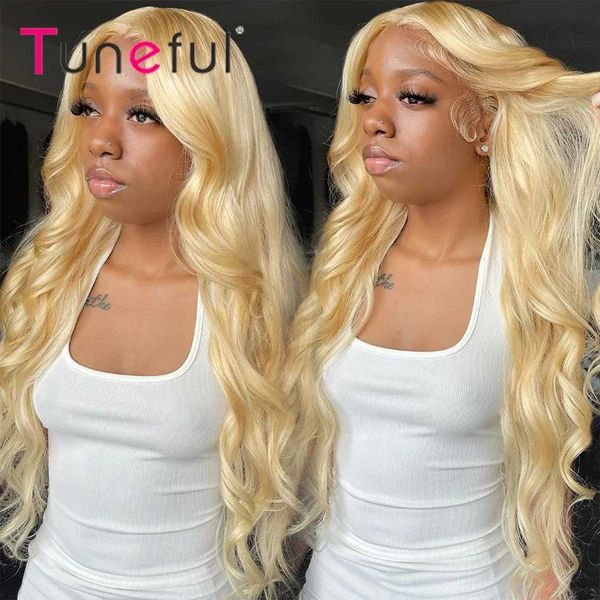 Synthetische Perücken Tuneful 613 Blonde 13x6 HD Lace Frontal Human Hair Perücken für Frauen Malaysische Körperwelle Transparent 180% 13x4 Lace Front Human Wig 240328 240327