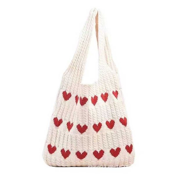 Borse a tracolla per le donne Borsa a mano lavorata a maglia Borse firmate Love Bag Tote Bag Autunno Piccola borsa semplice in stile occidentale 240311