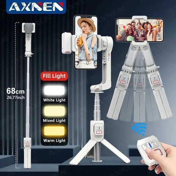 Stabilizzatori AXNEN A10 treppiede selfie con giunto cardanico portatile per smartphone con prolunga leggera imbottita adatto per stabilizzatore di registrazione video mobile Q240320