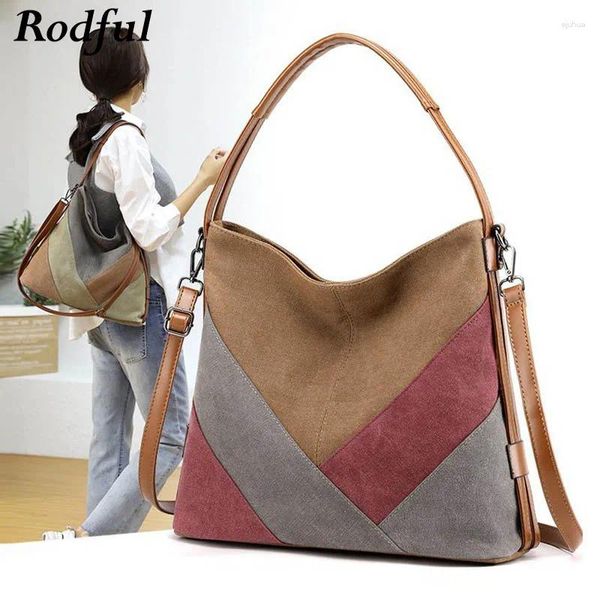 Totes Grande ed elegante borsa di tela in tessuto vintage Borsa a tracolla da donna da donna Borse casual grandi Borse a tracolla per donna 2024 Cerniera