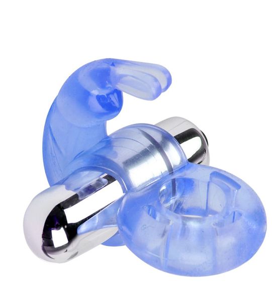 Anéis vibratórios Cockrings Forma de Coelho Poderoso Mini Pênis Vibrador Adulto Brinquedos Sexuais Para Men1101291