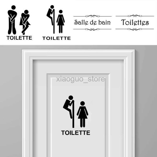 Toilettenaufkleber, französische Version, lustiges WC-Eingangsschild, Vinyl-Wandaufkleber mit Aufklebern „Salle de Bains Cosmetics“ mit Aufschrift 240319