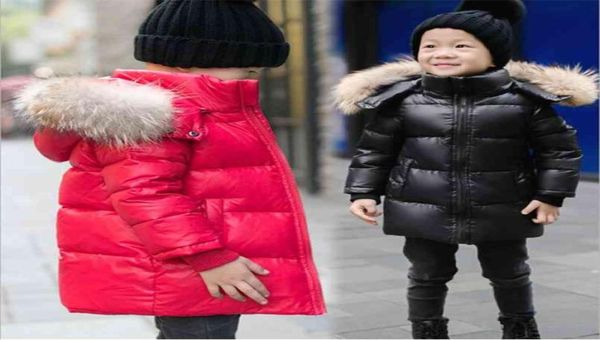 Ywstt meninos meninas real gola de pele de guaxinim acolchoado à prova d 'água pato para baixo jaqueta outwear crianças inverno quente casaco de neve 2109037450911