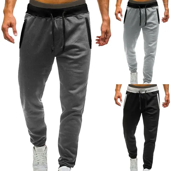 Pantaloni da uomo a vita media solidi casual da jogging sportivi con tasche pantaloni larghi elastici