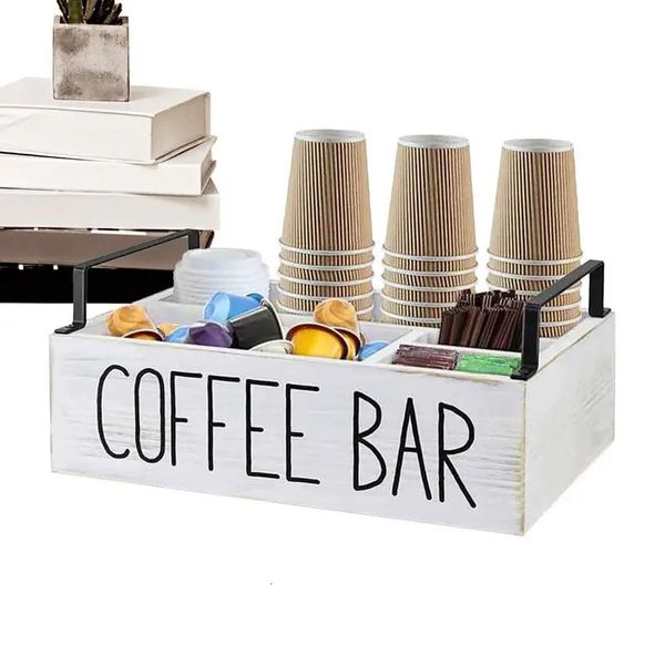 Деревянная кофейная станция, держатель для капсул для кофе, большая емкость, органайзер для кофе-бара, коробка для кофе-бара, декор, аксессуары для коммерческого использования 240307