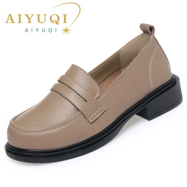 Насосы Aiyuqi Loafer обувь женщина 2023 Новая подлинная кожаная весенняя туфли Женщина Slipon на один фут большой размер 41 42 43 нельесслой туфли, дамы