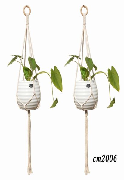 Macrame Plant Hanger Fatto a mano Corda di cotone Fioriera Portavasi Cesto appeso Arazzi per interni ed esterni Boho Home Decor7291898