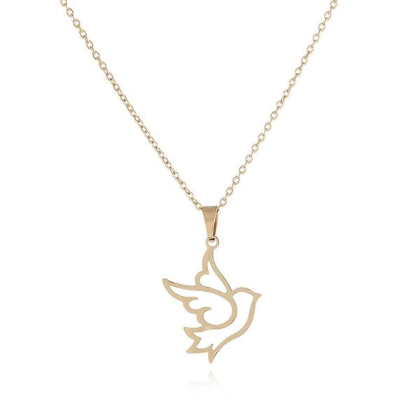 Design de moda pingente colares chinten novo colar de aço inoxidável ouro oco pássaro colar pingente novos acessórios colar