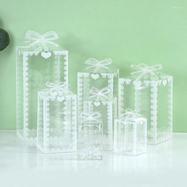 Envoltório de presente 5 pcs Clear PVC Caixa de Favor de Casamento Caixas de Embalagem Caixas de Chocolate Jóias Doces Evento Transparente para Fontes de Festa de Aniversário