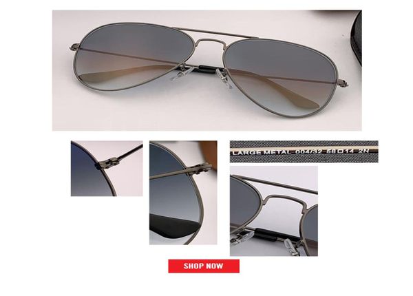 Nova marca clássica de aviação lentes de vidro gradiente óculos de sol das mulheres dos homens uv400 óculos de sol masculino 58mm 62mm lente gafas de sol mujer6937079