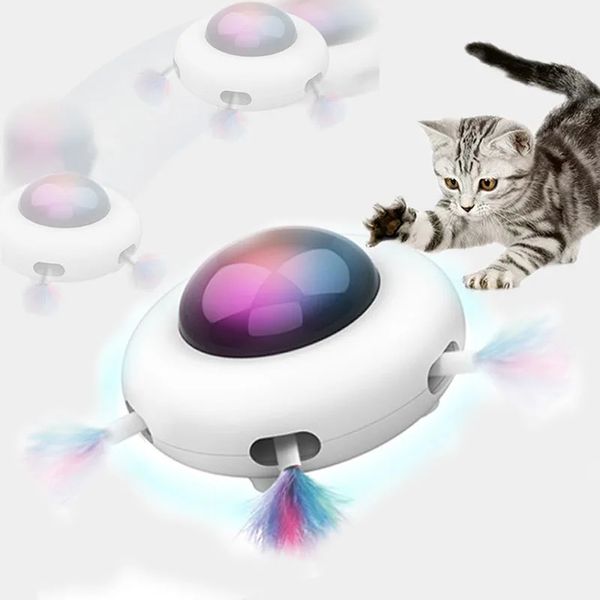 Teaser automatico di piume per gatti, giocattoli interattivi, giocattoli elettrici pazzi per gattini, gatti, LED ricaricabile USB intelligente 240315