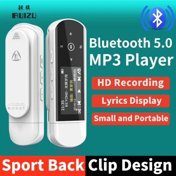 Spieler Ruizu 2024 Neues X69 Bluetooth MP3 Player USB Music Player Mini Tragbarer Clip Sport Walkman Support FM Recorder Clock -Schrittzähler