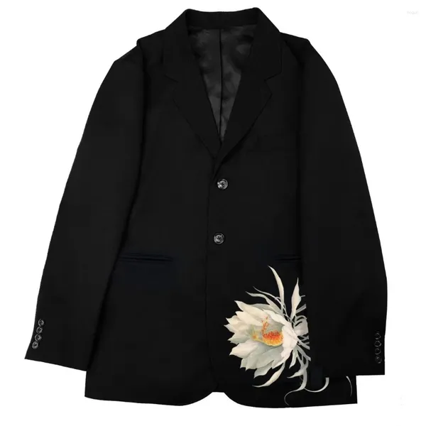 Camicie casual da uomo Camicia nera Yohji Abito Yamamoto Epiphyllum Giacca monopetto con risvolto Giacca trendy