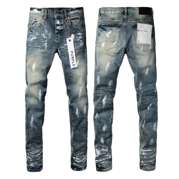 Herrendesigner Purple Jeans Biker Slim Fit Motorrad Biker Denim für Spülen machen alte Hip Hop Womens Street Fashion Mans Black Hosen Mmwy