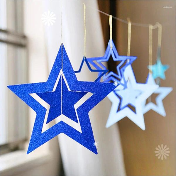 Decoração de festa papel estrela forma corda pingente guirlanda chá de bebê bunting pendurado ornamento feliz aniversário casamento casa