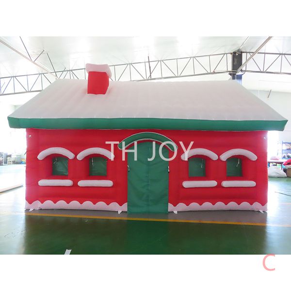 Atividades ao ar livre 6x4x3.5mh (20x13x11,5ft) Casa de Natal Inflável Santa Grotto com Luz branca Protável tenda para decoração001