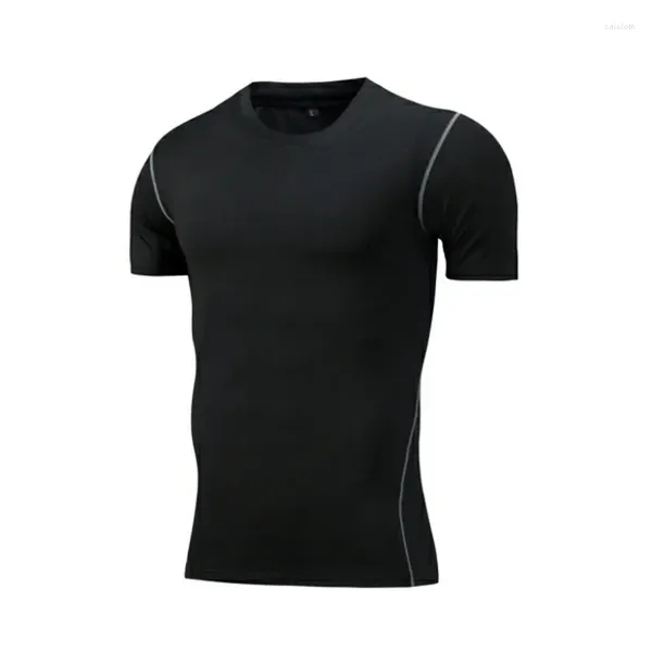 Camiseta masculina de manga curta, camisa justa e justa para homens, corrida, fitness, esportes, secagem rápida, camiseta respirável