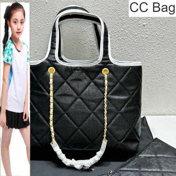 CC Kids Bags Black Braid Tote Shopping Beach Bags Große Kapazität Outdoor Sacoche Purse Gold Metal Hardware Matelasse Chain Crossbody Shoulder Handbags 37X28CM 7UM6