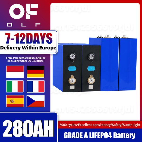 Bateria lifepo4 de 3.2v, estoque na ue, 280ah, nova marca, bateria de íon de lítio recarregável, faça você mesmo, 12v, 24v, para rv, ev, solar