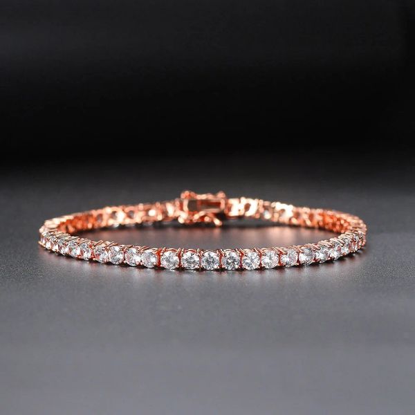 Bracciale in oro 14k con cristallo ghiacciato per le donne Punk Hiphop Luxury AAA + Cubic Zirconia Matrimonio con catena a mano dorata