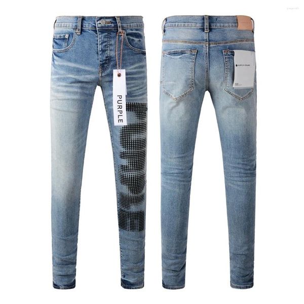 Calças femininas Roxo Marca Jeans com High Street Azul Imprimir Letras Moda Qualidade Reparação Low Rise Skinny Denim 28-40 Tamanho