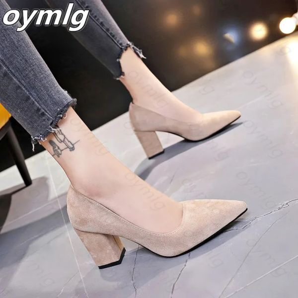 Stivali nuove donne pompe si affollano dolci tacchi alti spessi sexy ufficio sexy punta abito da lavoro di punta per la donna scarpe da donna calzature