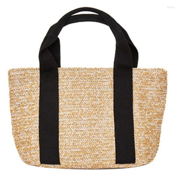 Totes palha bolsa feminina verão moda tecido praia balde sacos feminino grande capacidade de viagem bolsa de compras diária