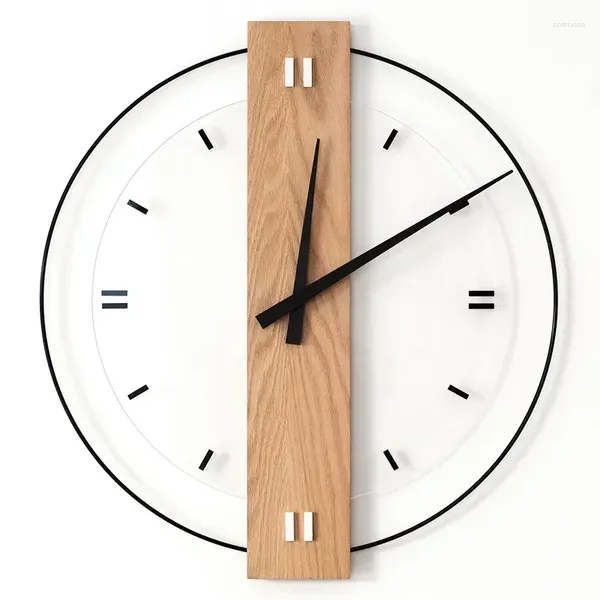 Wanduhren, kreative einfache Uhr, Massivholz, quadratisch, stumm, rund, personalisierte dekorative Dekoration für Wohnzimmer, Schlafzimmer