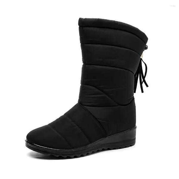 Schuhe 2024 376 Stiefel Winter Wandern Frauen Mid-kalb Unten Wasserdichte Damen Schnee Frau Gummi Keil Botas Pelz Warme weibliche 156