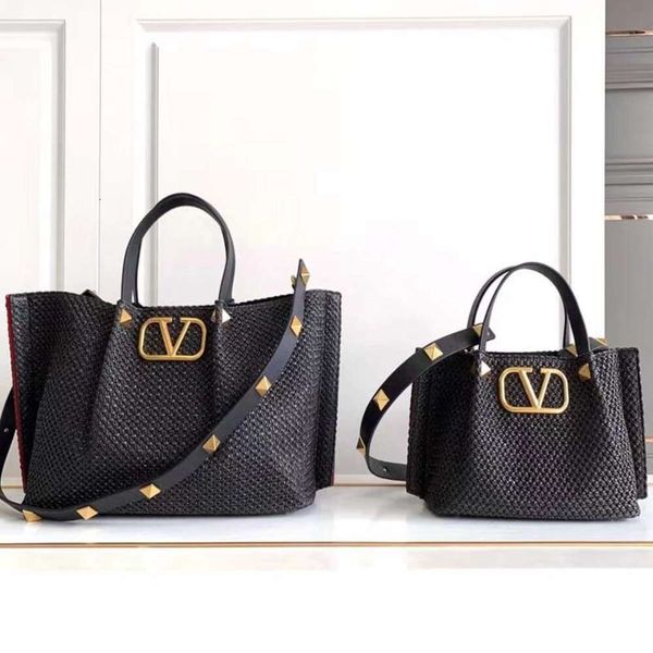 Дизайн магазина сумки оптом и в розницу 2024 Лето Новый V-кнопка Willow Nail Chain Tote Bag Shopping Lafite Woven