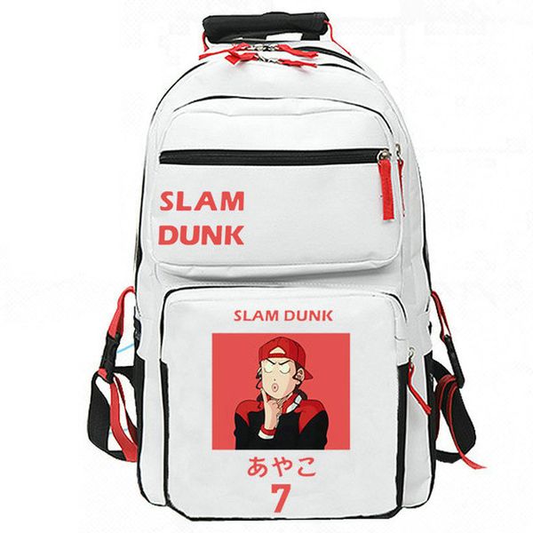 Ayako Inoue Rucksack, Basketball-Tagesrucksack, Shohoku Manager-Schultasche, Cartoon-Print-Rucksack, lässige Schultasche, weiß-schwarzer Tagesrucksack