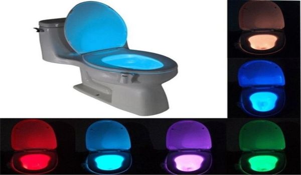 Toliet Light Портативный датчик движения Пластиковая лампа для унитаза Сиденье Ночное водонепроницаемое 8 цветов WC 2208093986180