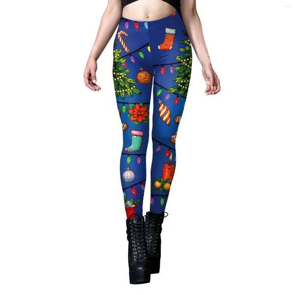 Leggings da donna Divertenti Natale per donna Collant elasticizzati a vita alta per sollevamento fianchi Donna Ragazza Atletica Yoga Palestra Corsa Pantaloni sportivi