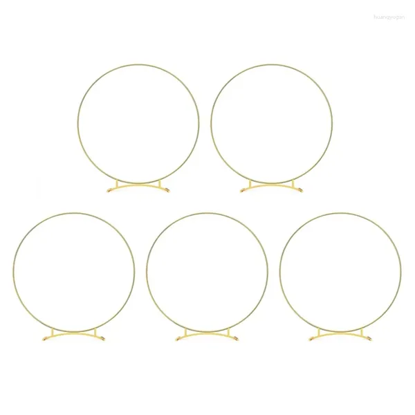 Articoli per feste Kit centrotavola a cerchio floreale con base curva in metallo da 5 pezzi per tavolo Anelli ghirlanda in oro con decorazioni di supporti