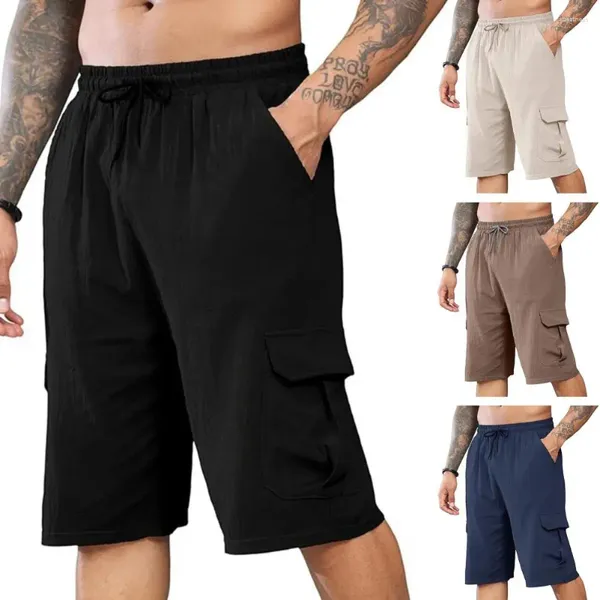 Herren-Shorts, bequem, Kordelzug, Strand, elastische Taille, Cargo mit mehreren Taschen, lässige Streetwear zum Laufen