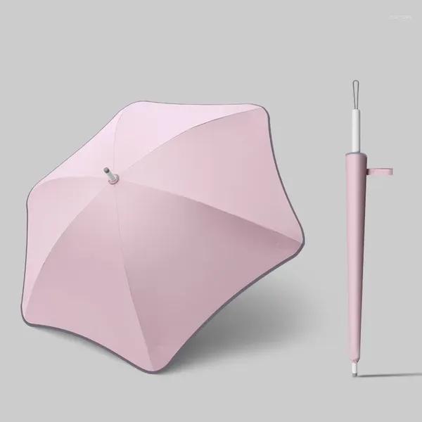 Regenschirme Damen-Regenschirm, windbeständig, abgerundet, Golf, gerader Stab, reflektierend, schwarzer Kleber, Sonnenschutz und Widerstandsfähigkeit