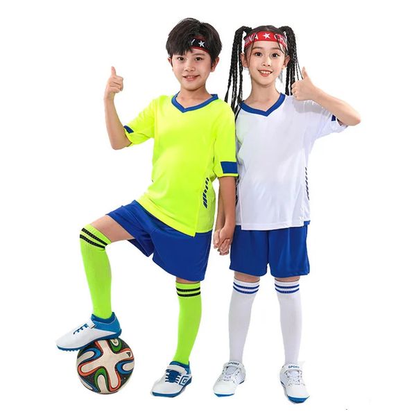 Детский быстросохнущий футбольный трикотаж для мальчиков по индивидуальному заказу, школьная спортивная тренировочная одежда, комплект футбольной формы для девочек 240313