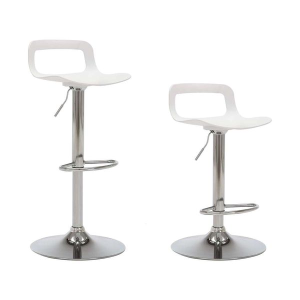 Conjunto de bancos LSSPAID com 2 bancos, bancos de bar com altura de balcão ajustável, cadeiras de bar de ilha de cozinha de metal, branco