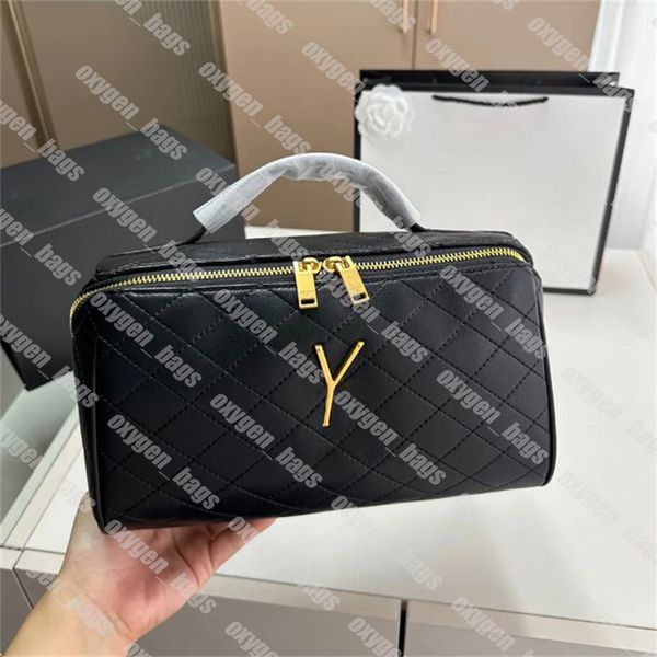 Luxo compõem saco designer sacos de maquiagem bolsa de higiene ouro couro cosméticos casos mulheres homens saco de lavagem sacos de viagem bolsa moda saco de lavagem